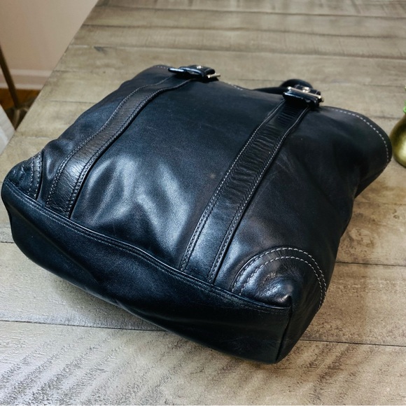 Coach Hampton Vintage Black Smooth Leather Tote Shoulder Bag - Picture 7 of 13